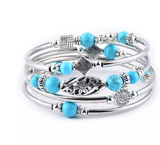 Vintage Punk Cross Evil Eyes Braid Leather Beaded Bracelet Men Women Multi Layer Weave Bangle Jewelry For Gift 2024