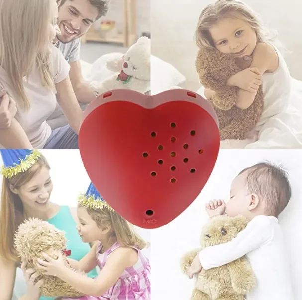 Heart shape recordable heartbeat recorder sound voice music record box button module for plush toys stuffed animal