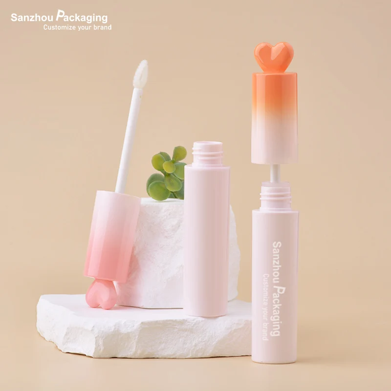 Heart shaped lip bottle cute pastel lipgloss container liquid blush makeup bottle with custom color