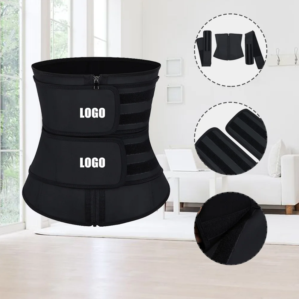 
Fashion Design Quality Detachable Double Belt With 7 Steel Bones Fitness High Compression Waist Trainer Shaper 