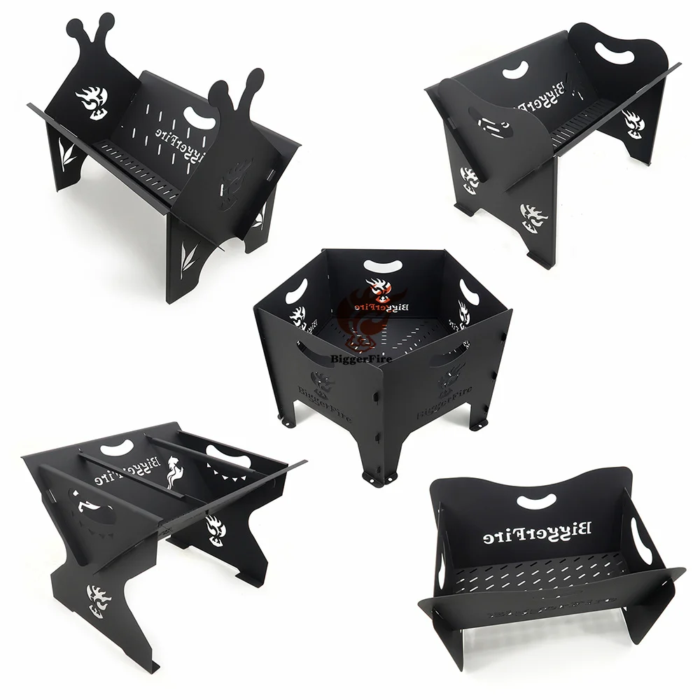 BiggerFire Portable Outdoor Campfire Firebox Folding Flat Pack Garden Fire Pit