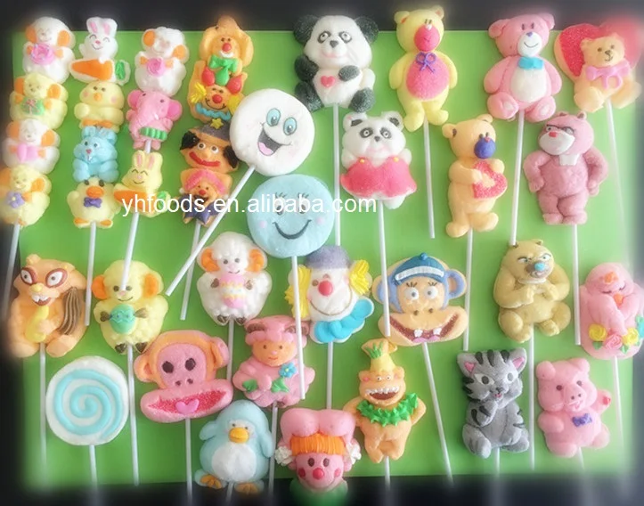 Animals party 15g marshmallow pop rabbit bear mallow lollipop sweets pop cotton candy