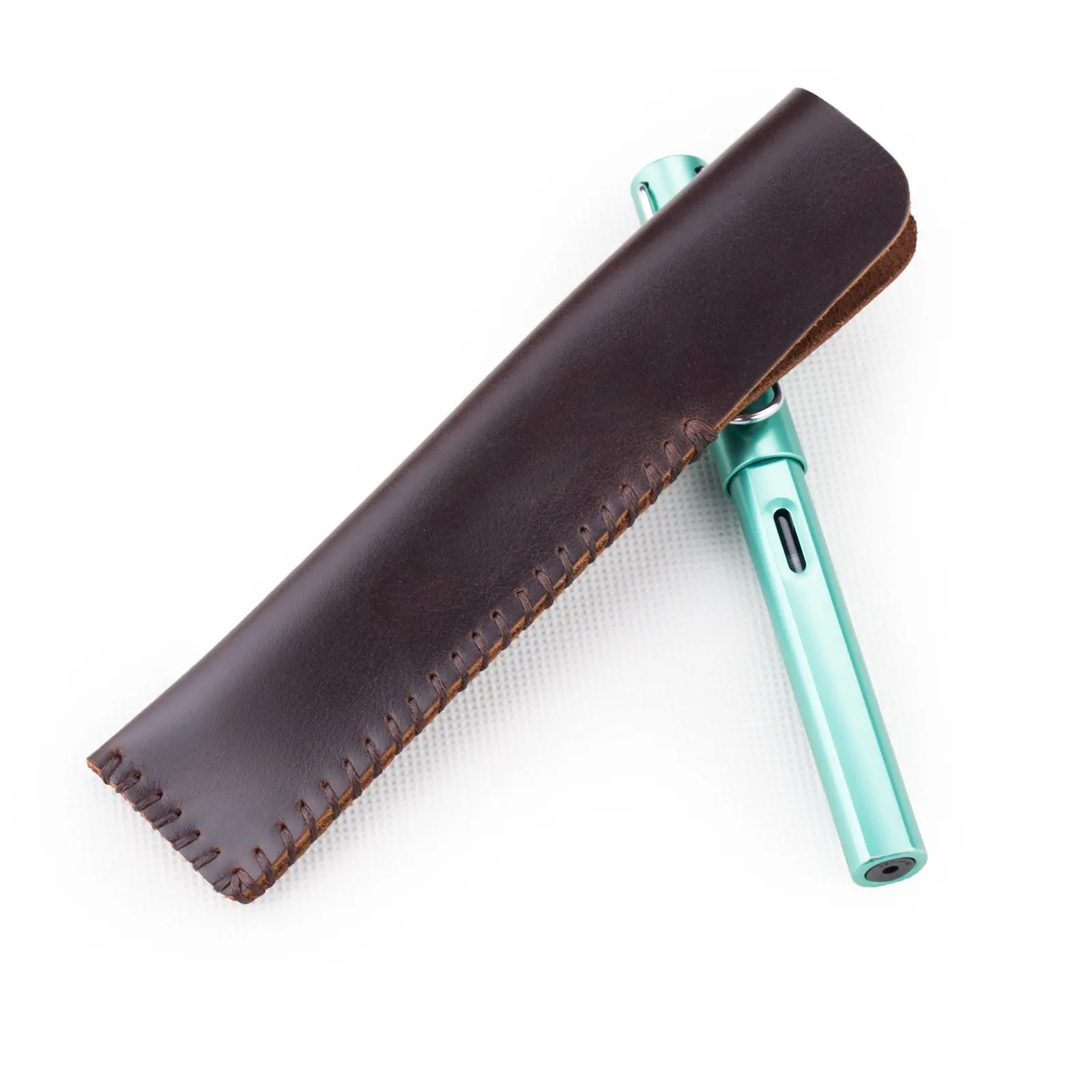 Handmade Genuine Leather Pen Cases Holder Box For Single Fountain Pencil Case Pouch For Men