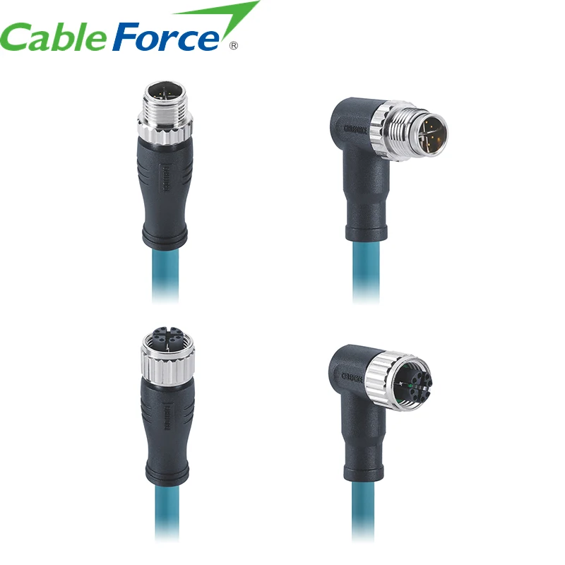 China Supplier M12 X Code Male Straight Connector 8 Pin Molded with Cat 6A S/FTP Ethernet Cable Shielded 1m 2m 3m 5m 10m 15m