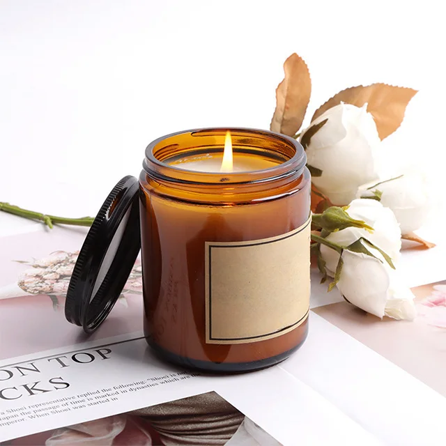 Putian Bamboo Lid Nordic Decorative Candle Jar Custom Color Black White Brown Frost Empty Glass Candle Jars With Gift Box