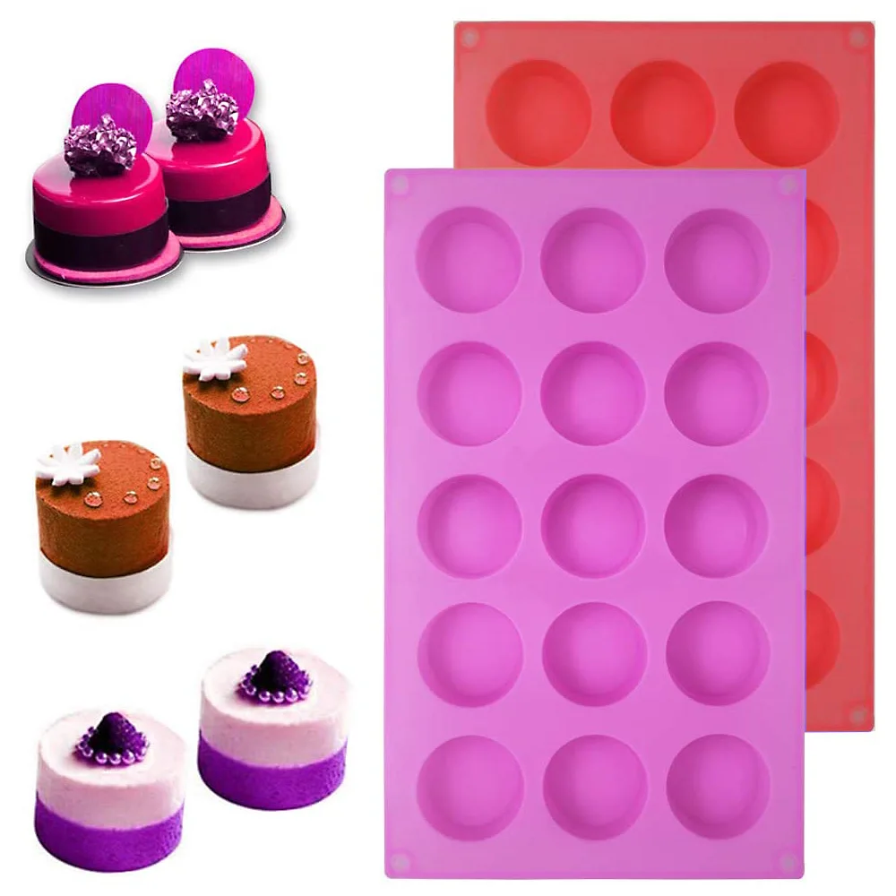 12 15 holes round Reusable silicone soap candle mould cake pan pudding molds cookie dessert chocolate mold cake baking tool
