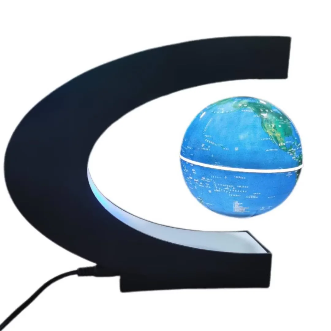 C-Shaped Maglev Globe with LED Lights Anti-Gravity World Map Light Globe