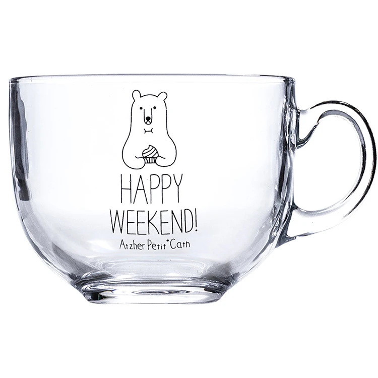 
Wholesale Customized Large 16.5oz Glass Wide Mouth Coffee Mug Tea Cup With Handle - Dishwasher & Microwave Safe Accept Logo 