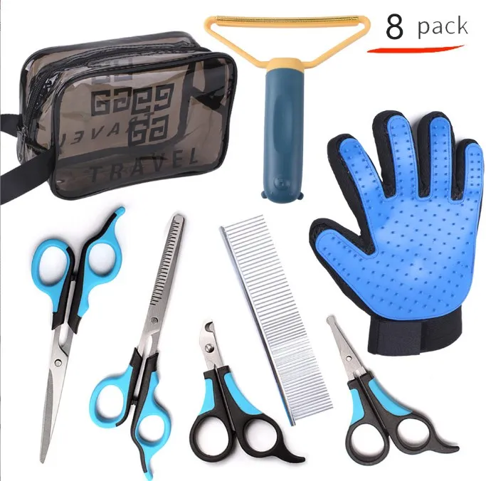 Wholesale Professional Stainless Steel Dog Grooming Scissors Set Pet Hairdressing Scissor Straight Thinning Grooming Trimmer