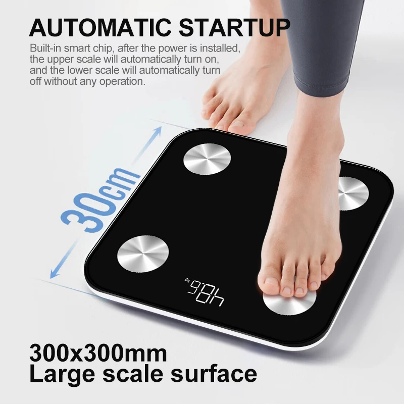 Human Digital Bathroom Personal Weight Balance 180kg Electronic Smart Digital Weighing Body Fat Scale