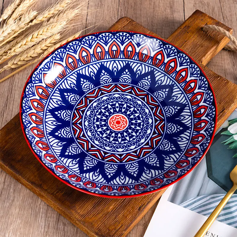 New hot-selling new bohemian Italian Moroccan style high-end printed ceramic new bone china dinner plate
