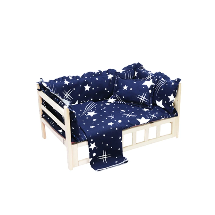 Wooden Pet Bed Solid Wood Home Cat Pet Bunk Bed Wooden Pet House Dog Kennel