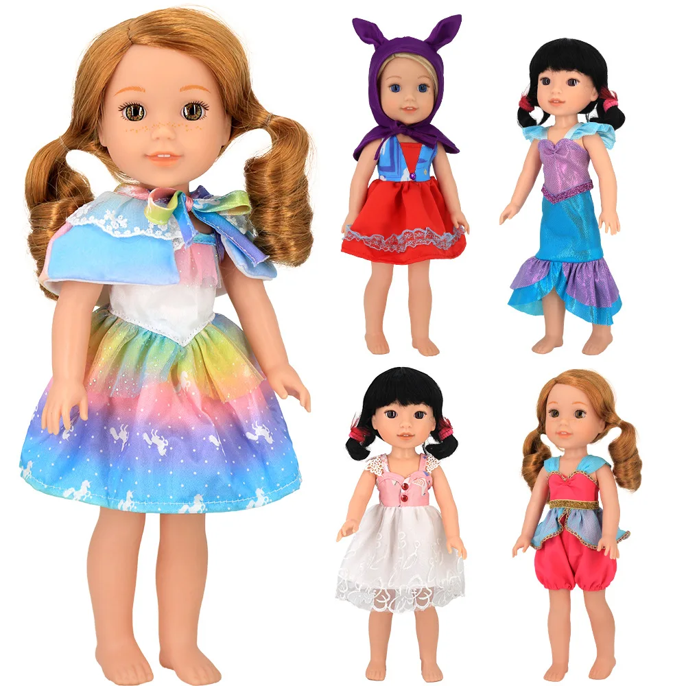 Custom high quality wholesale 14.5inch silicone doll dresses mermaid dress latin dress for girls