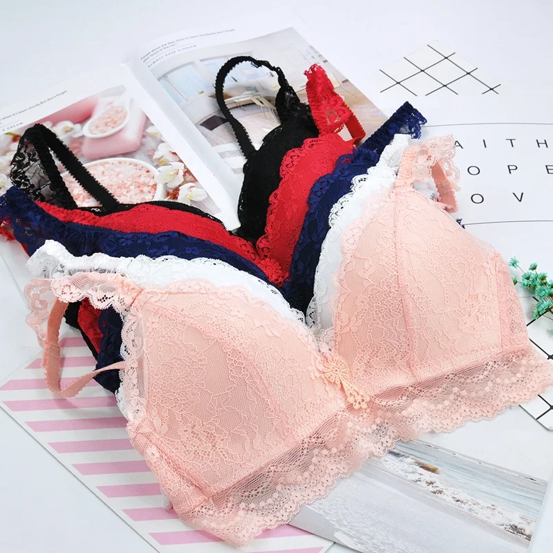 
Wholesale Hot Sexy Girls Push Up Small Bra Wire Free Bra Brief Sets 