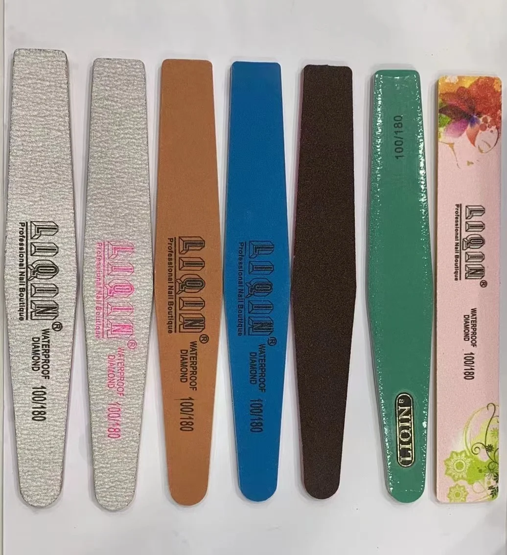 High quality double-sided 100/180 grits nail file private label yellow brown color strong professional customize nail file