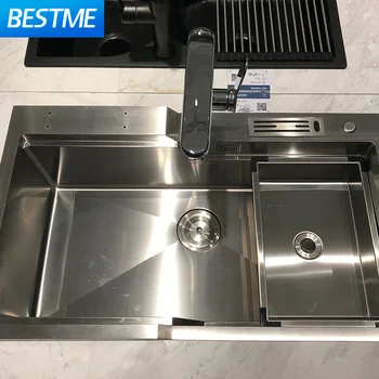 Multifunction Above counter durable double bowls hand made SUS 304 kitchen sink