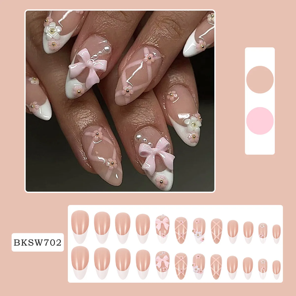 Wholesale Cheap 24pcs Jelly Glue Press-On Foot Nails Hand-Painted Floral Press-On Nails Finger Nail