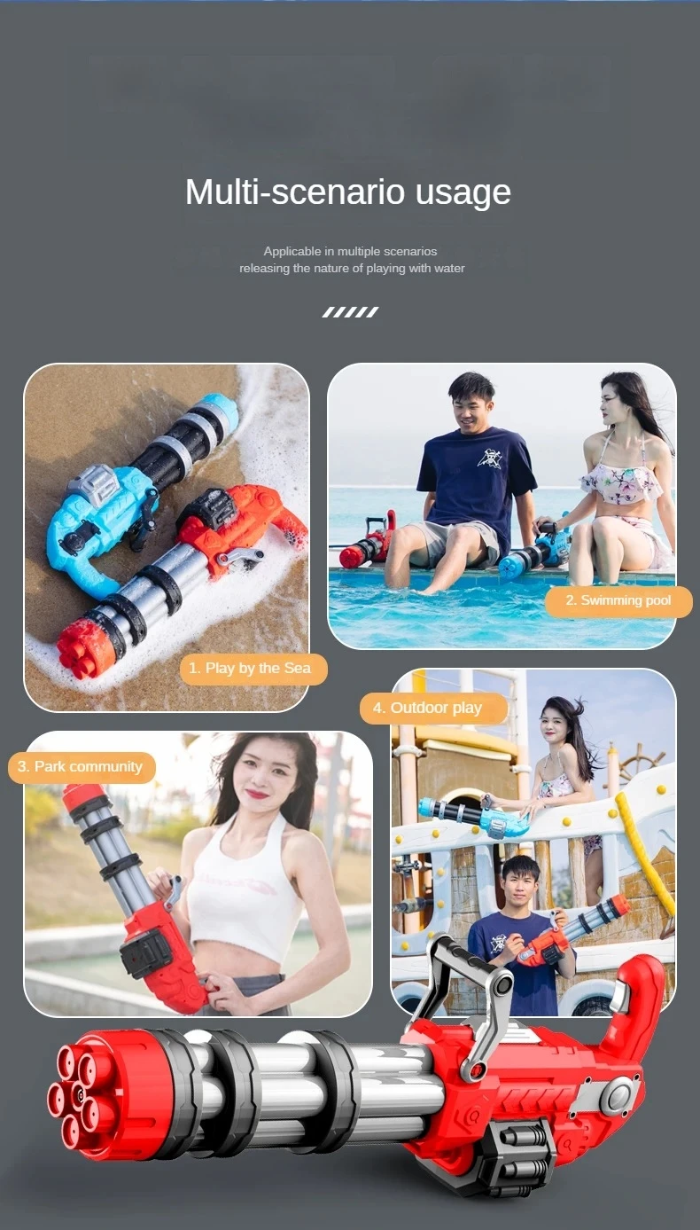 Hot Sale Automatic Kids Outdoor Toy Electric Squirt Gatling Water Gun Summer Party Toys