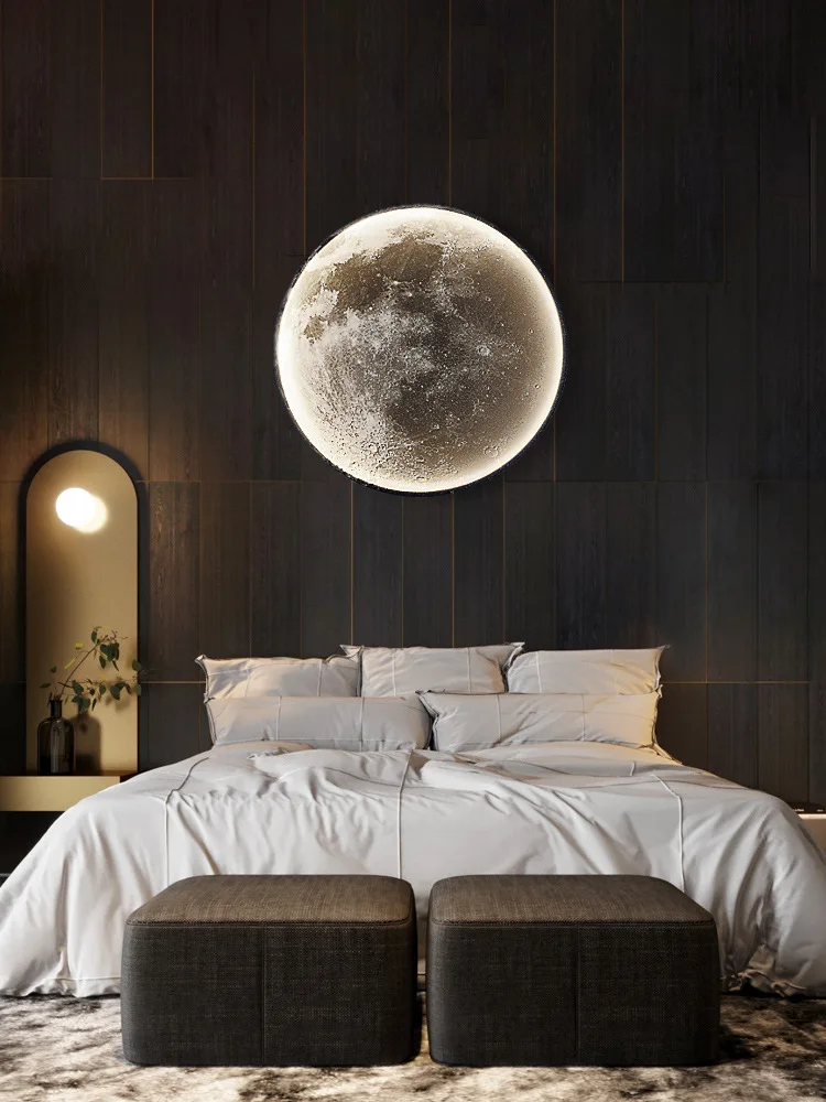 Moon wall lamp simple living room background wall decorative lamp Nordic art bedroom mural lamp