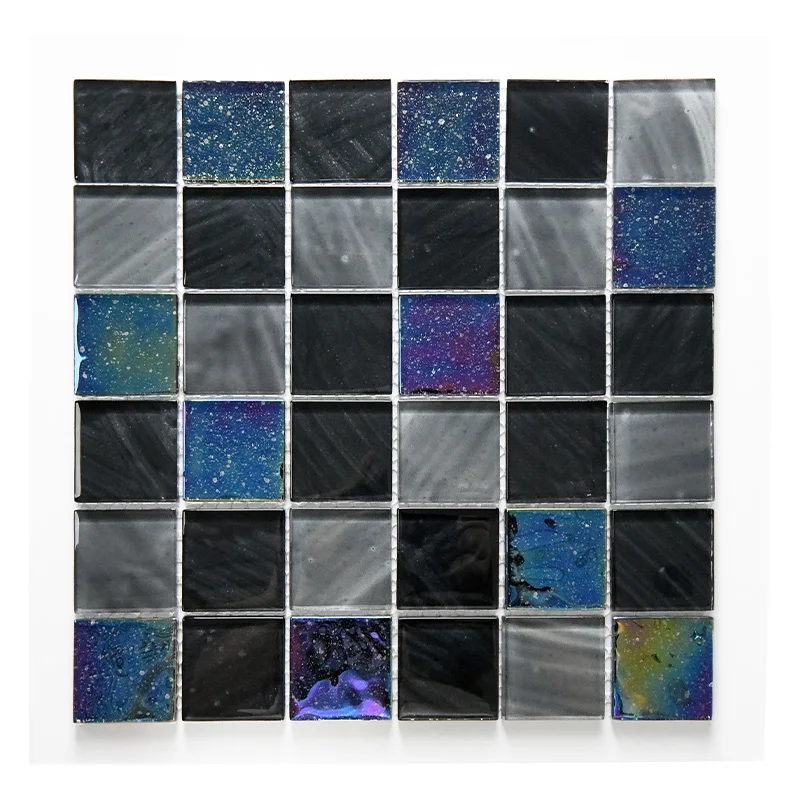Iridescence Black glass mosaic tile wall tile bathroom shower tile swimming pool wallpaper Showroom Salon decoration