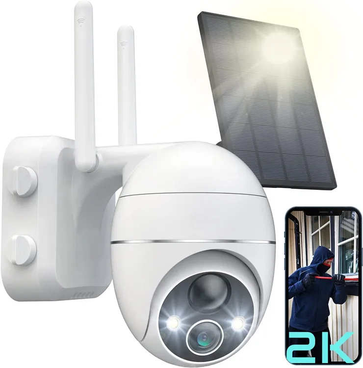 Внешняя PTZ 360 градусов 4G 3G камера с питанием от батареи Cctv 2K Солнечная камера