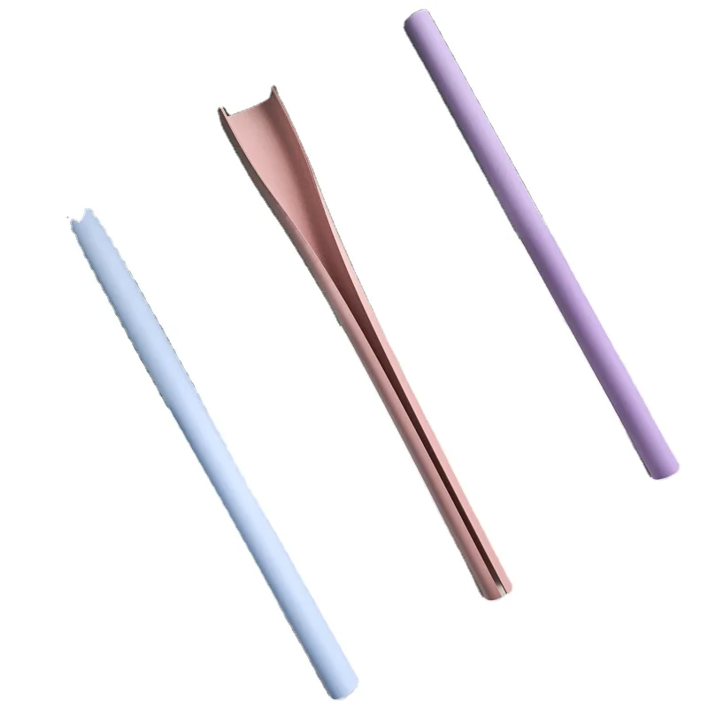 Food Grade Snap Folding  Custom Telescopic Reusable Silicone Zip Straw Drinkingeasy Clean With Case  For Kids
