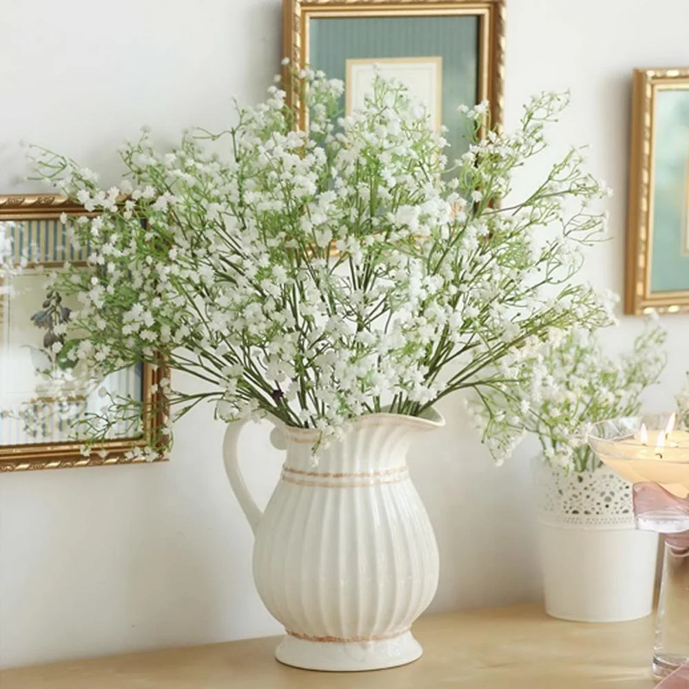OurWarm White Babies Breath Gypsophila Flowers Artificial Gypsophila DIY Floral Bouquets Arrangement for Wedding Home Decor