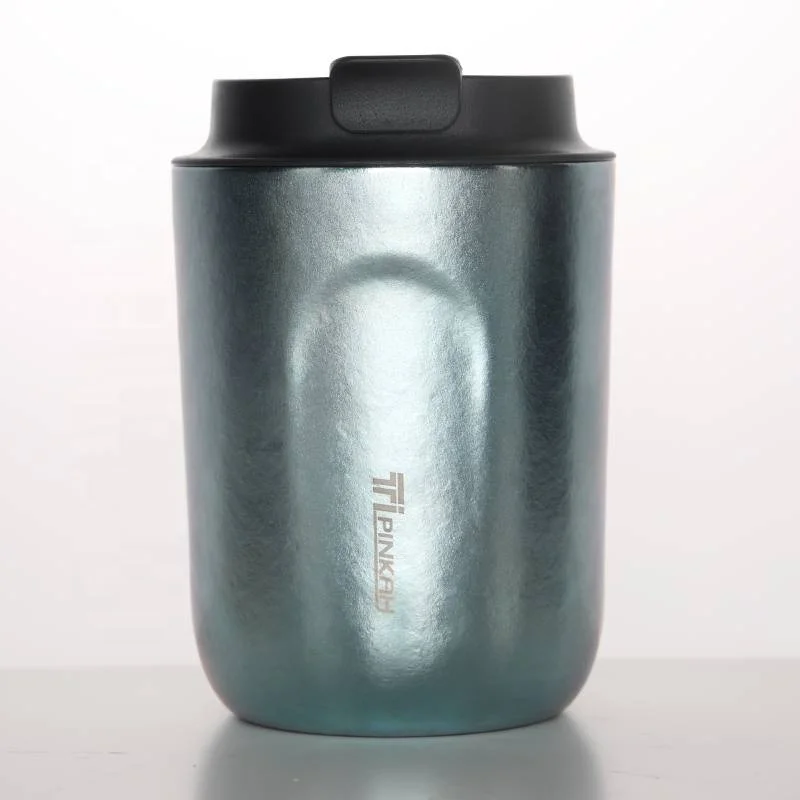 PINKAH Customised Logo 8 OZ Titanium Thermo Mug Anodised Treatment Eco-Friendly Insulated Coffee on the Go for gift