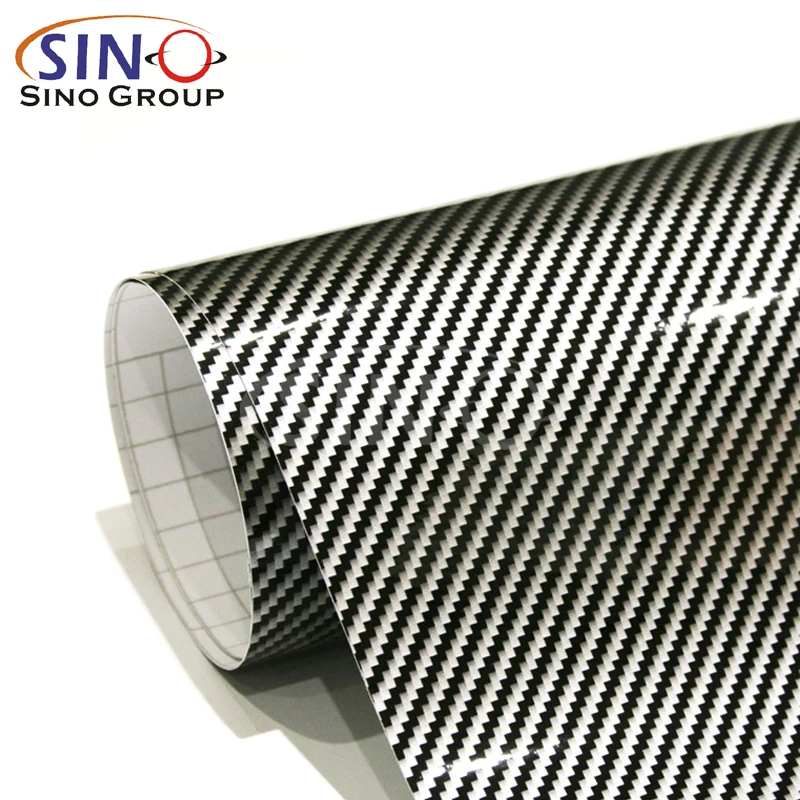 1.52x28M/5X91FT Air Bubble Channel 2D 3D 4D 5D 6D 7D Gold-Black High Glossy  Big Texture Carbon Fiber vinyl Foil For EOS