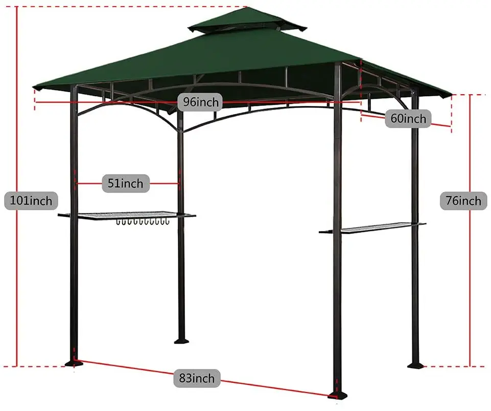 8x5 Grill Gazebo Shelter for Patio and Outdoor Living BBQ Shelter Tent