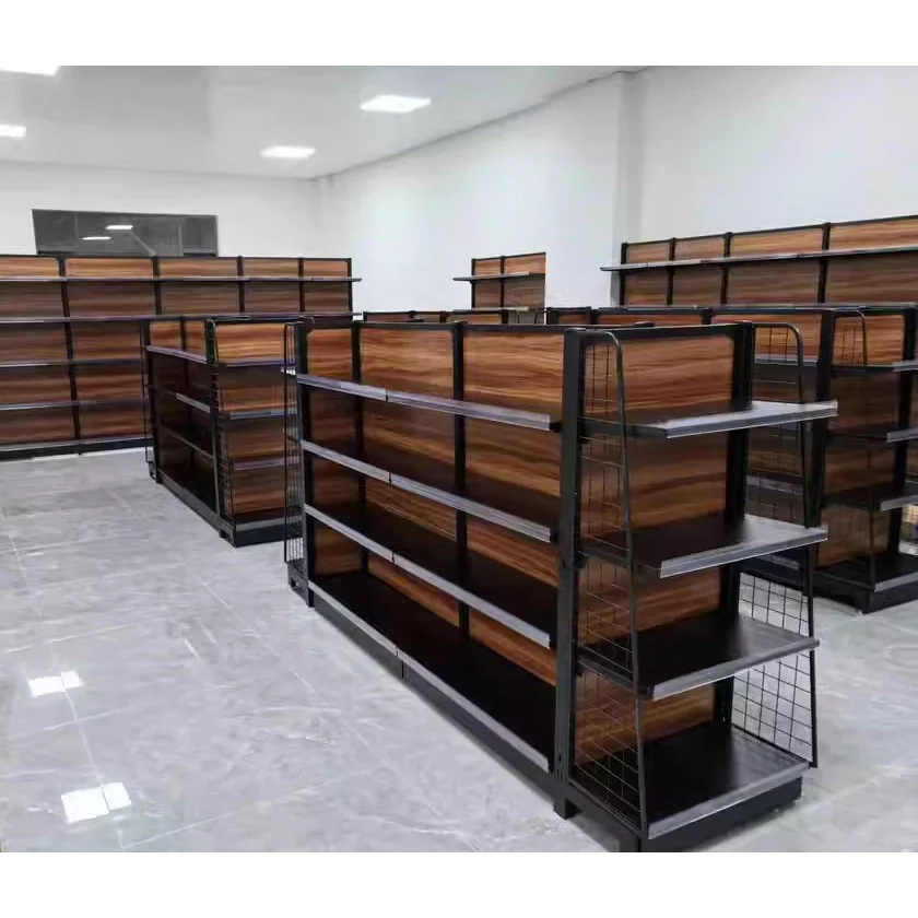 Meicheng Commercial Display Racks Gondola Shelves Supermarket Equipment Wood Gondola Grocery Shop Rack Supermarket Display Rack