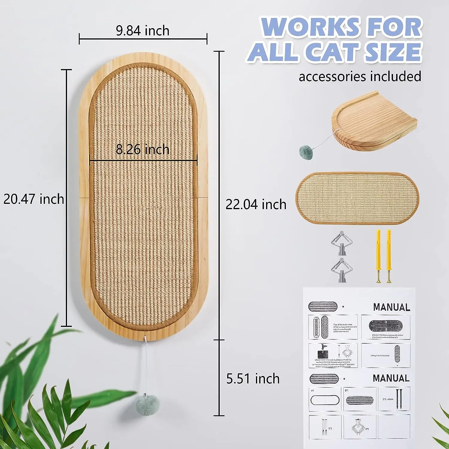 Modern Eco-Friendly Cat Tree Wholesale Wood Scratcher Board with Sisal and Jute Customizable Model for Pet Playing