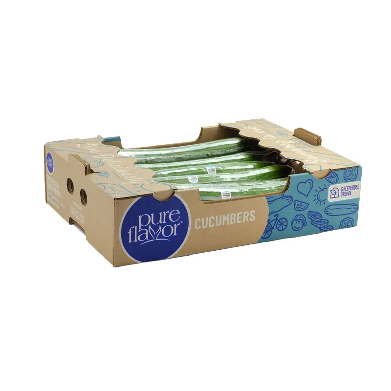 Biodegradable 3 Layers/ 5 Layers Fresh Vegetable Products Box Customized Organic Mini Cucumber Corrugated Flute Vegetable Carton