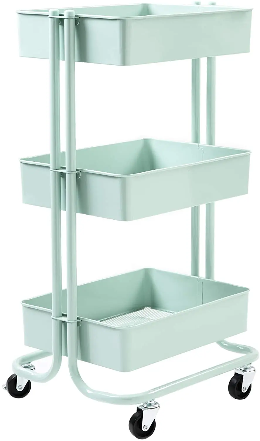 Metal mesh Utility cart Mobile Storage cart Kitchen Bathroom cart with Handle