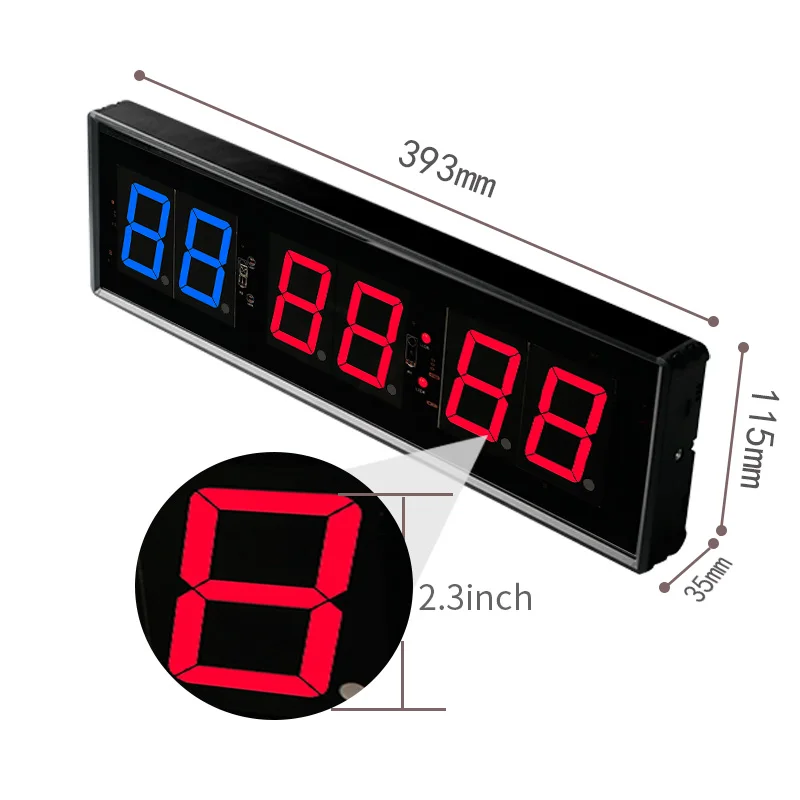 High quality 2.3 inch large gym digital clock remote led countdown timer for indoor gym training