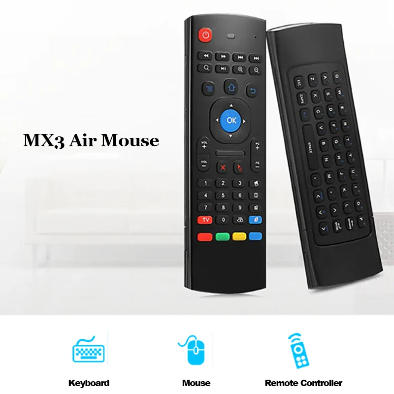 Mini Wireless 2.4G MX3 Android Universal Air Mouse Qwerty Keyboards IR Learning 6 Axis Gyro Remote Control for Smart TV