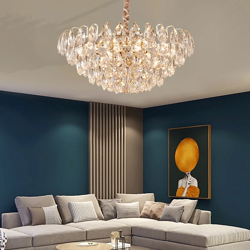 Отель вилла Золотой Круглый Овальный современный роскошный большой нордический потолочный светильник Хрустальная люстра для гостиной столовой