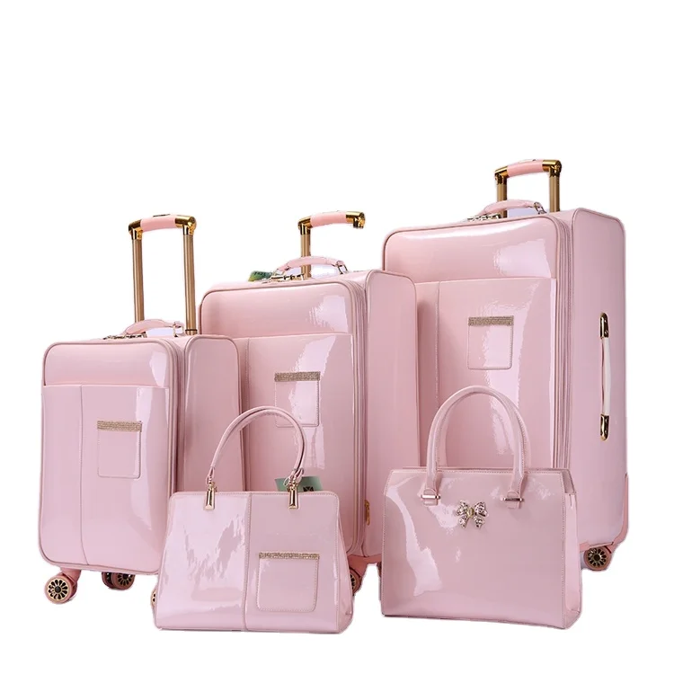 360 degree 4 rotative wheels luggage 5 set travelling  luggage sets smart vspink valise suitcases travel troly maletas hand bags