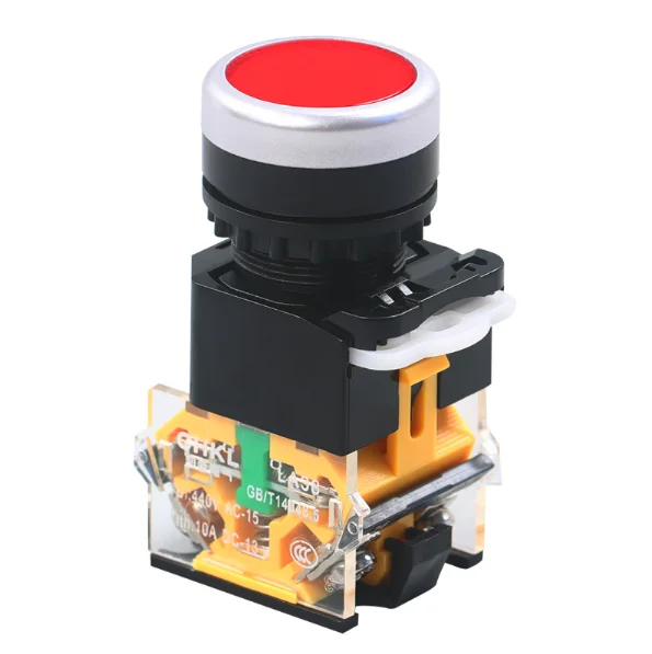 Button switch LA38-11 flat button self resetting power switch silver alloy contact button switch