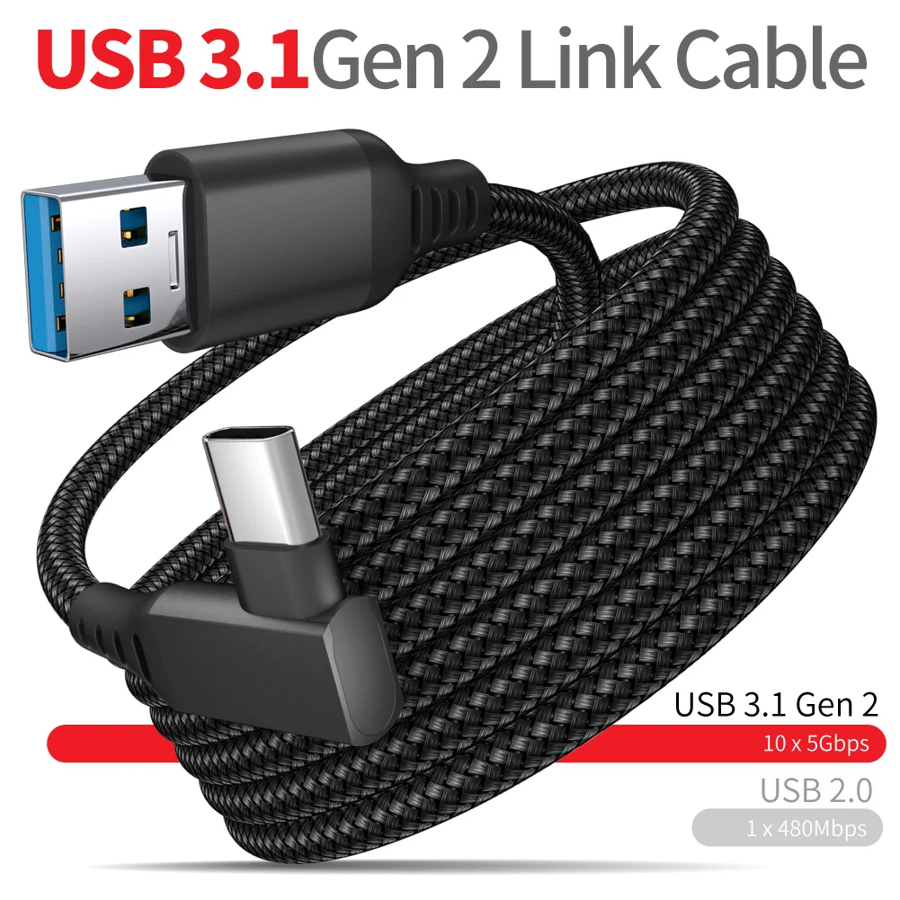  5 м прямоугольный разъем (под углом 90 градусов) USB 3 2 Gen1 типа C/TYPE-C Очки виртуальной реальности VR кабель для Oculus Quest