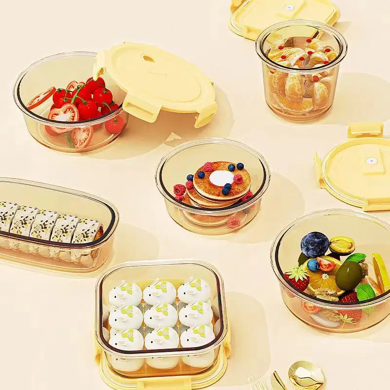 wholesales Made glass Storage Lid Prep Meal Vacuum Freezer Oven Safe Glass Food Container Lunch Box With Airtight Suction