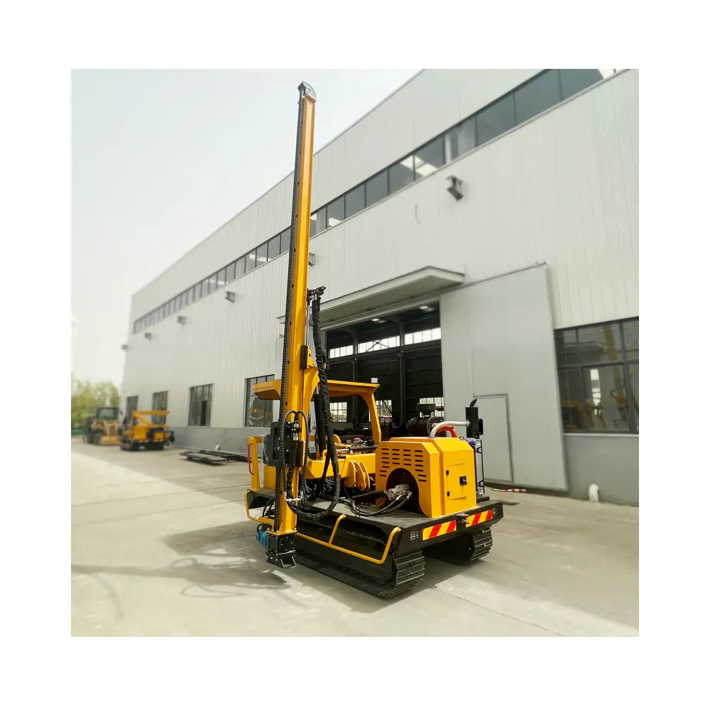 High quality Hydraulic Wheel Type Highway Driver Can Screwing Pilling Pulling Pile for road fence guardrail fixing