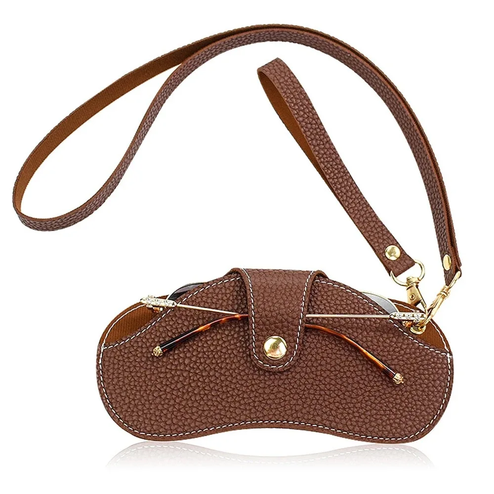 Hanging Leather Eyeglass Case Bag Travel Sunglasses Case Eyeglasses Bag Frames Glasses Holder With Lanyard