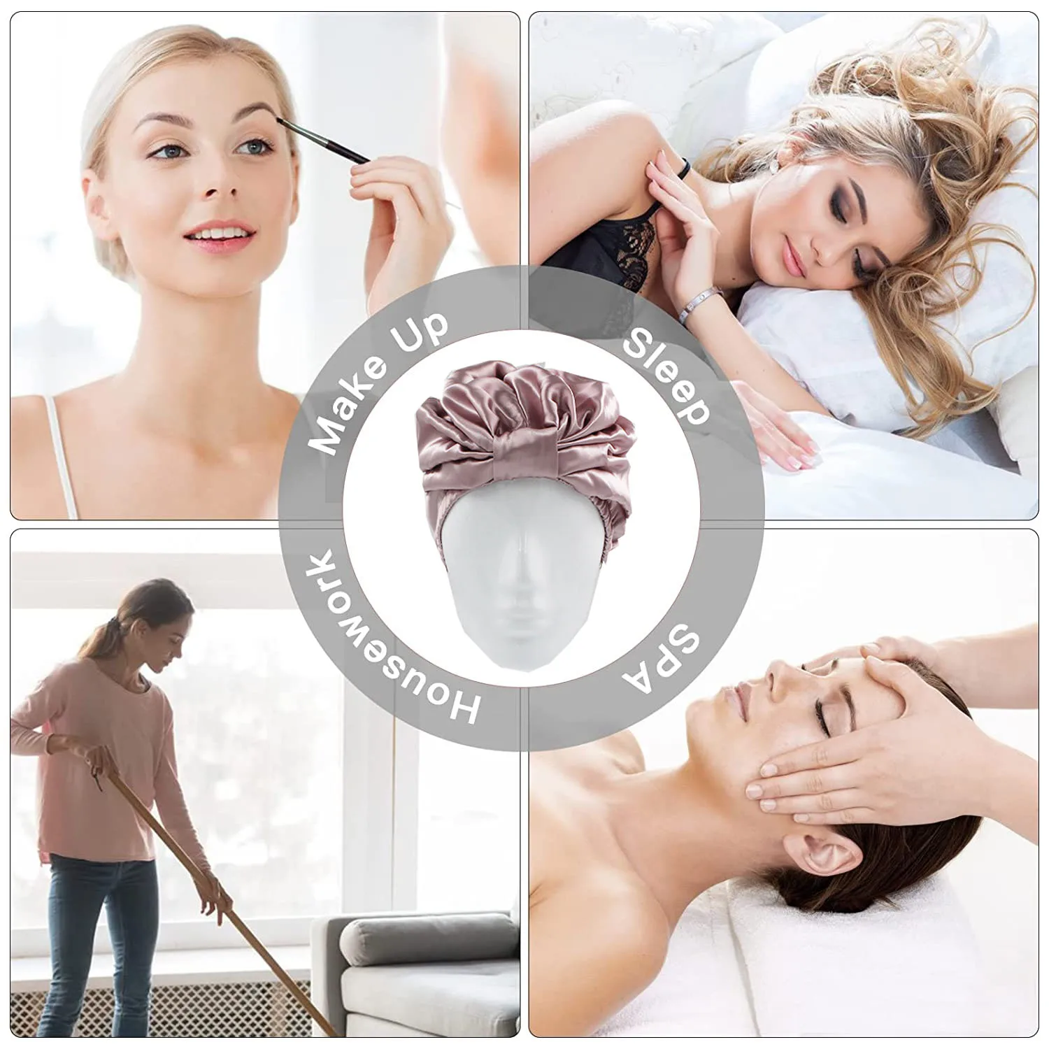 6A Grade 100% Pure Silk Double Layer Elastic Wide Band Turban for Sleeping