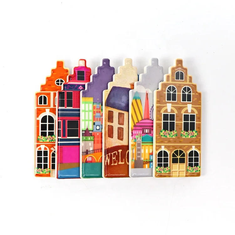 OEM customizable personalised souvenir house  gifted crafted ceramic promotional unique art custom fridge magnet sticker
