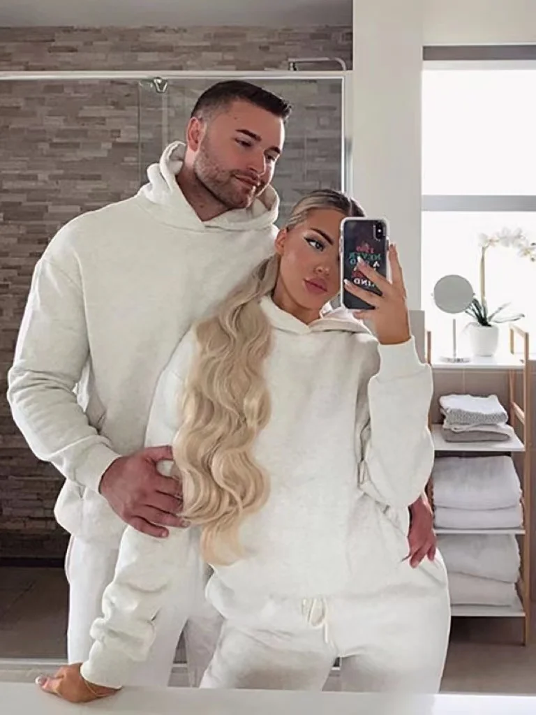 Winter Women Pullover Hoodies Set 2022 Custom Unisex Plus Size Two Piece Jogger Set Women Sweatsuit Set