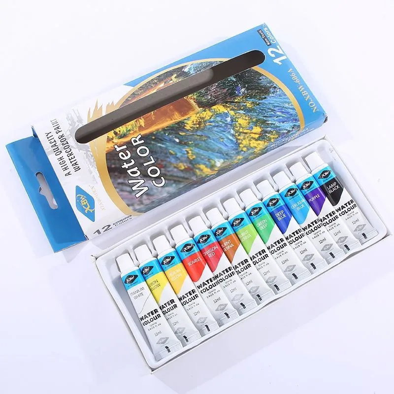 12 color box watercolor pigment painting set art supplies