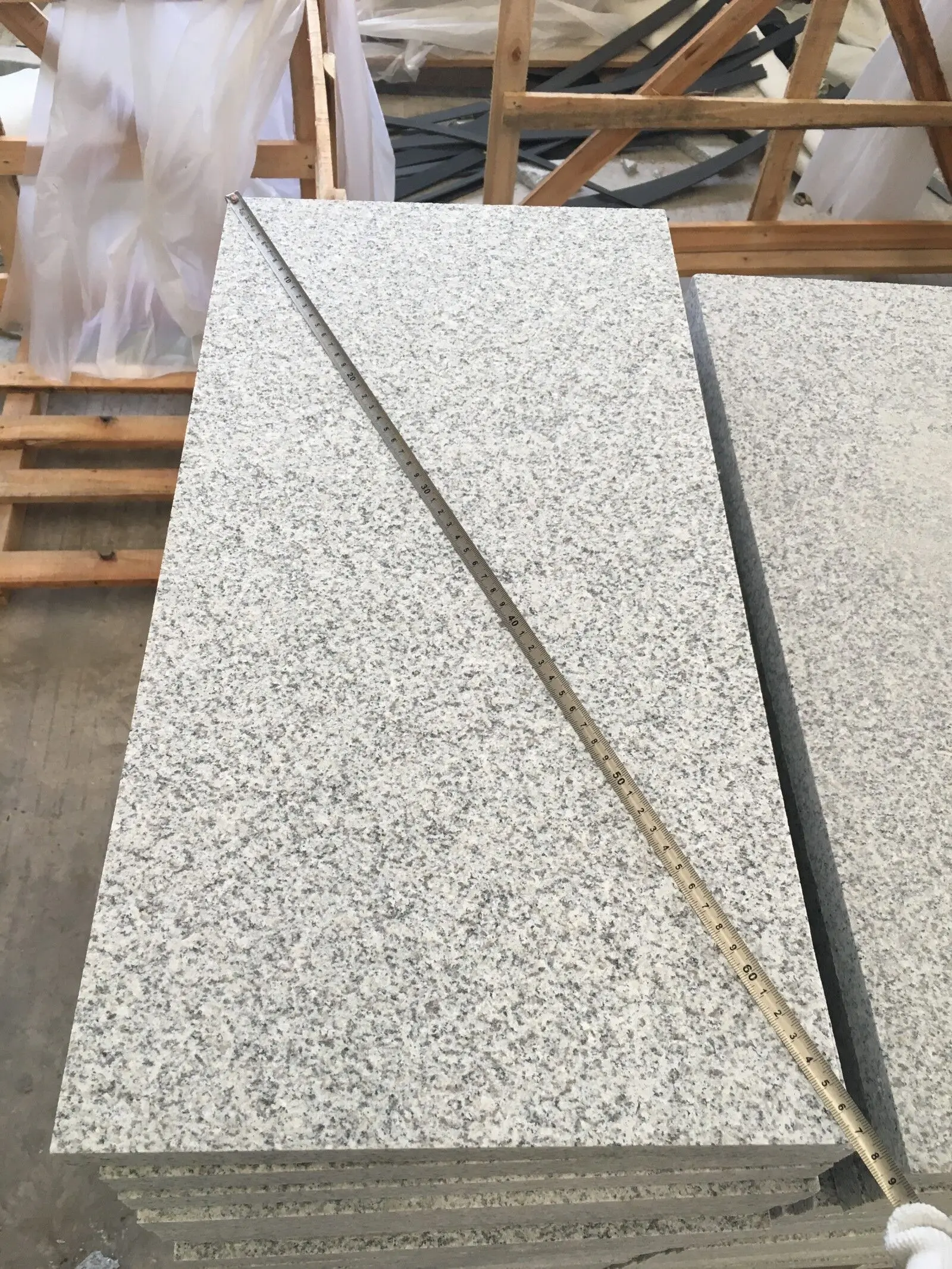 Wholesale Ecological stone Chinese Natural Granite Flamed Top Honed Royal White 60x30x3cm Floor Tile Slabs