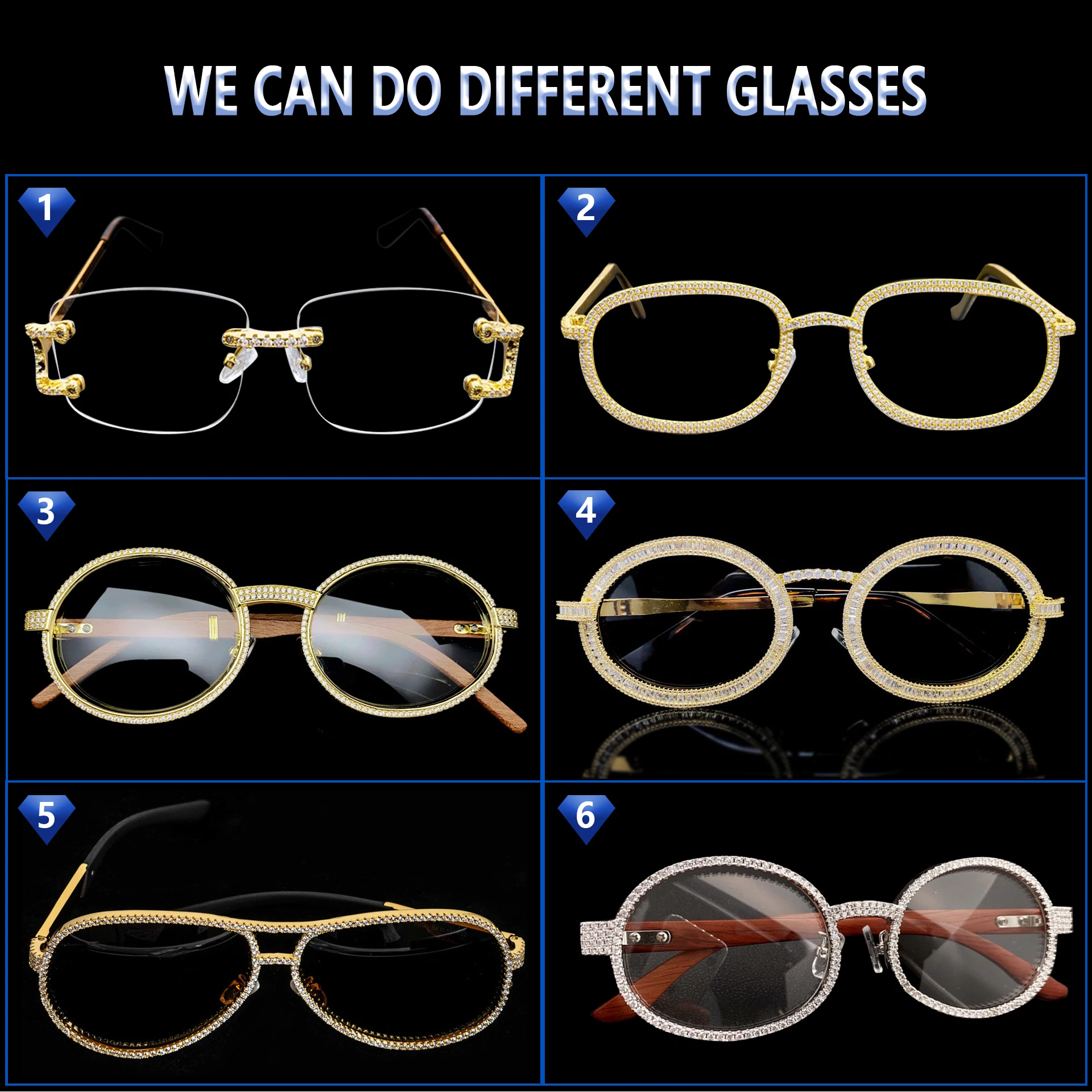 Wholesale price fully iced out cubic zirconia brass material luxury glasses mens sunglasses
