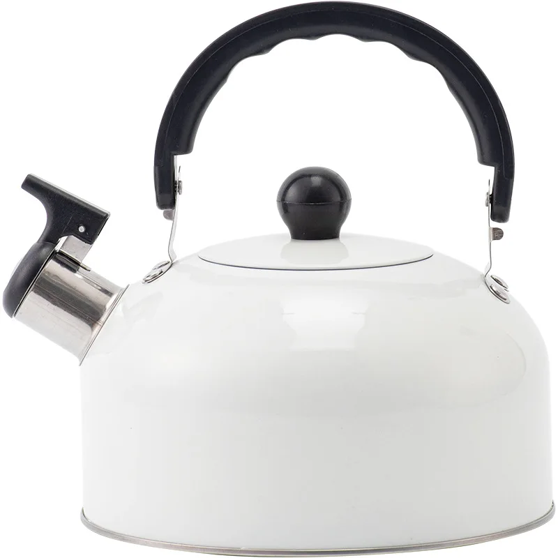 New kitchen white spray paint whistle kettle 3L make tea coffee stainless steel sounding kettle